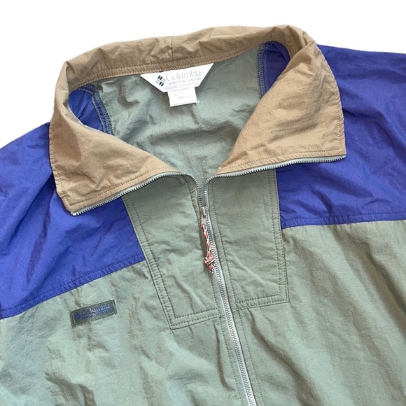 Vintage Columbia Jacket Windbreaker Coat Blue Green Mens XL - Picture 2 of 8